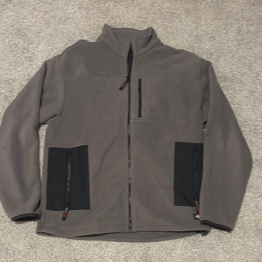 Dickies Gray and Black Lightweight Shirt Jacket with Stand-Up Collar